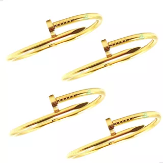 4 Pulseiras Bracelete Prego Em Aço 316l Prateado Ou Dourado