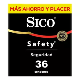 Vitrolero 36 Condones Sico Safety Forma Anatómica Easy-on 