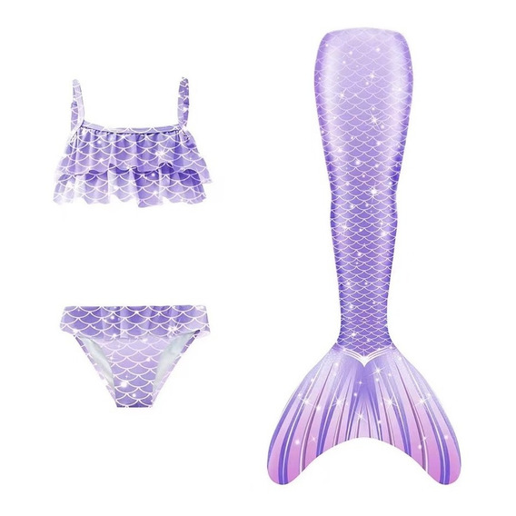 Conjunto De Tres Piezas Traje De Baño Sirena Niña