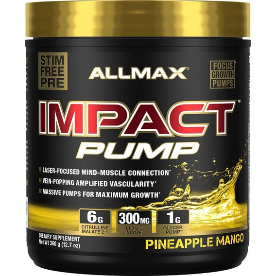 Allmax Impact Pump Pre-entreno De Máxima Vascularidad 30srv Sabor Pineapple Mango