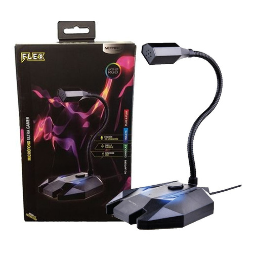 Microfono Gamer Netmak Flex Usb Rgb Flexible Dinamico Pcreg