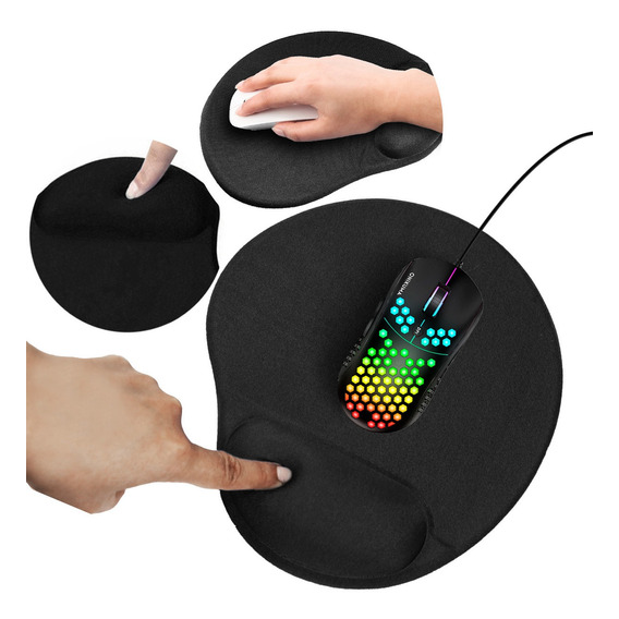 Mousepad Tapete Ergonomico De Gel Antideslizante Negro Raton Color Gris Diseño impreso