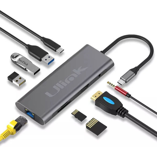 Adaptador Multipuerto 9 En 1 Hub Usb-c Ulink Uladc901