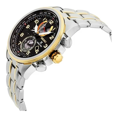 Men's solar chronograph prospex world time stainless steel bracelet watch 42mm clearance ssc508
