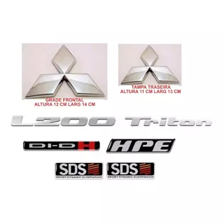 Kit Emblemas L200 Triton 2008/2017 Hpe Didh Sds C/logos 7 Pç