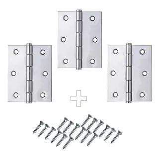 Dobradiças Para Portas De Madeira Pesadas 3,5x3 Zincada 3un