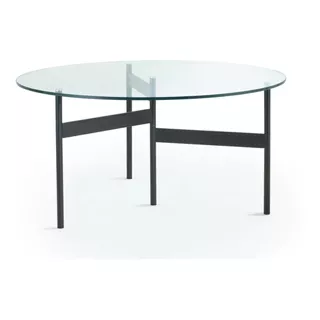 Mesa Baja Ratona Hierro Vidrio Redonda 70cm Diseño 