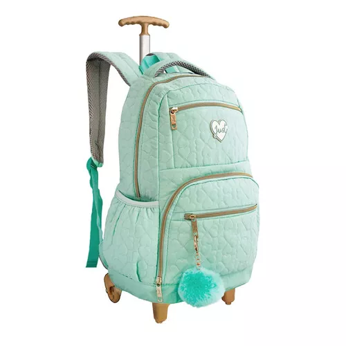 Mochila escolar Rb Large Resistant para mujer, color verde, diseño de tela  lisa