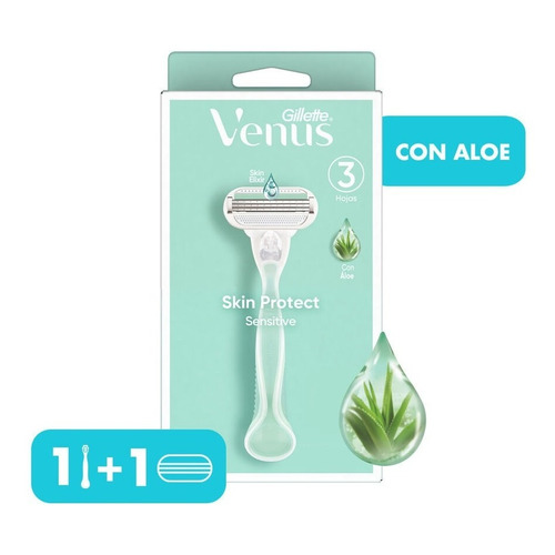 Máquina Afeitadora 3 Hojasgillette Venus Skin Protect Sensitive Con Aloe