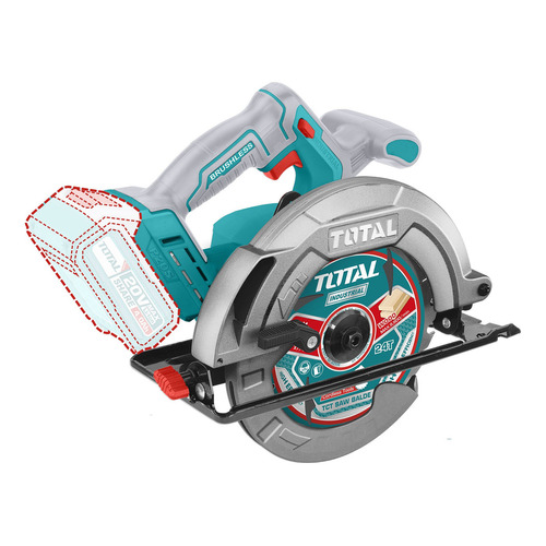 Sierra Circular Inalámbrica Total 20v - Motor Brushless, Sin Carbones - 7.1/4 Pulgadas, 185mm - 4.800rpm - Incluye 1 Disco De Corte - No Incluye Batería Ni Cargador - Tsli1851