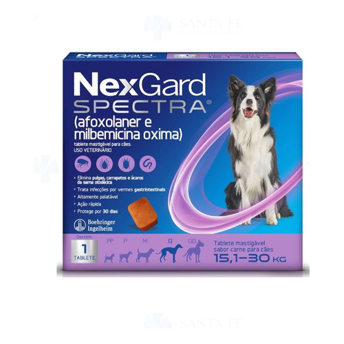 NexGard Pastilla antiparasitario Merial Antipulgas Spectra para perro de 15.1kg a 30kg