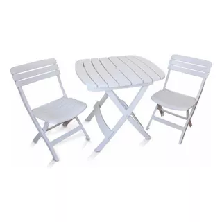 Kit Mesa 2 Cadeiras Plástica Rustico Branco Sitio Jantar