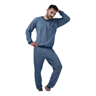 Pijama Invierno Hombre Jacquard Escote En V Tipico 767
