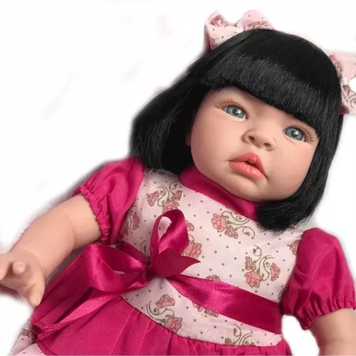 Boneca Bebê Reborn Morena Gatinha Corpo Em Pano Roupa Rosa - USA Magazine