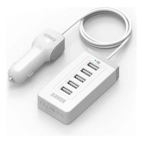 Cargador Auto Multiple 5 Usb 50w Anker / Tecnocenter Color Blanco