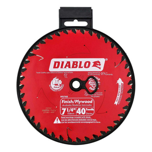 Disco Sierra Circular Diablo D0740r 40 Dientes 7-1/4pul Color Rojo