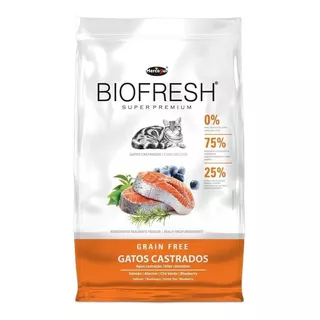 Alimento Biofresh Super Premium Castrados Para Gato De Raça No Sabor Salmão E Vegetais Em Sacola De 7.5kg