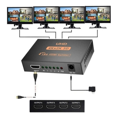 Splitter De Hdmi 1080 Px 1x4 1 Puerto X 4 Salidas