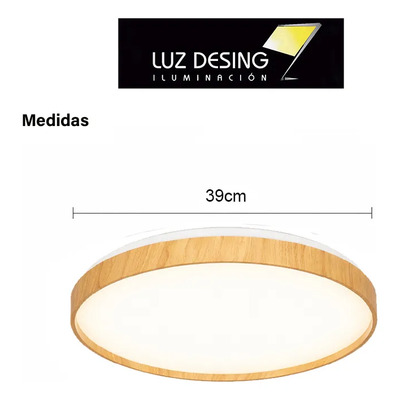 Aplique Plafón Led Boris Madera 39cm Con Control Ld Madera Clara Interior