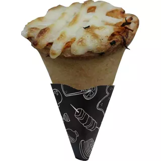 1000 Embalagem Suporte Mão Para Pizza Cone (preto)