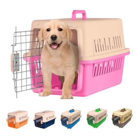 Pet King - Transportadora Para Perro Gato Jaula Mascota Kennel Chico 48cm color rosa