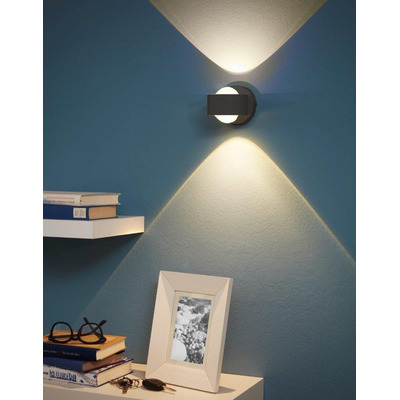 Aplique Pared Ono Led 1 Luz Negro Aluminio Deco  Eglo