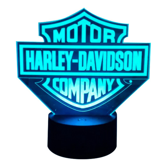 Lámpara Mesa 3d Harley Davidson Base Negra + Pilas Y Control