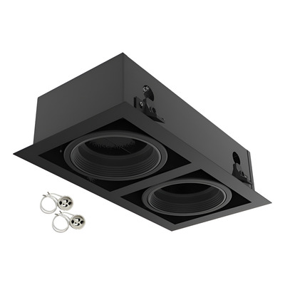 Spot Plafon Embutir Negro 2 Luces Apto Led Ar111 Cardanico Negro
