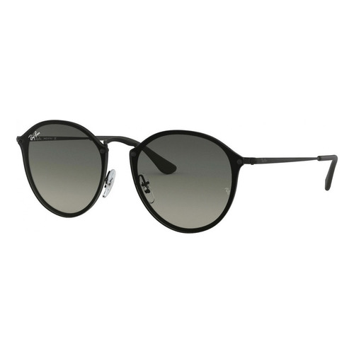 Anteojos de sol Ray-Ban Round Blaze Standard con marco de metal color matte black, lente grey de plástico degradada, varilla matte black de metal - RB3574N