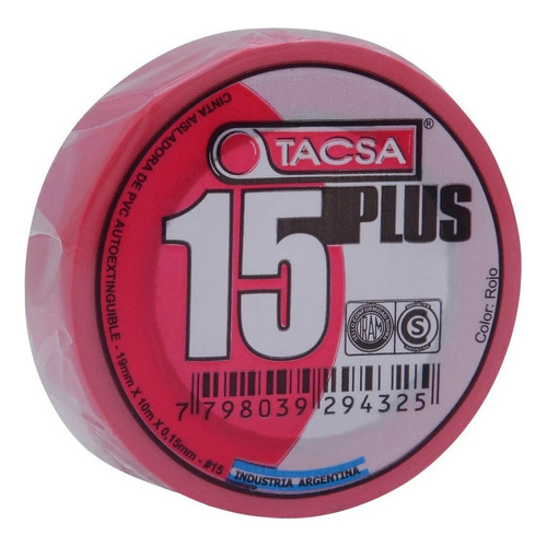 Cinta adhesiva aislante Tacsa 10 metros color rojo 10m x 19mm 10 unidades