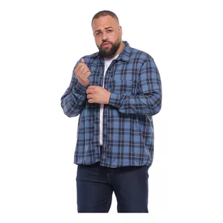 Camisa Masculina Flanela Xadrez Manga Longa Plus Size