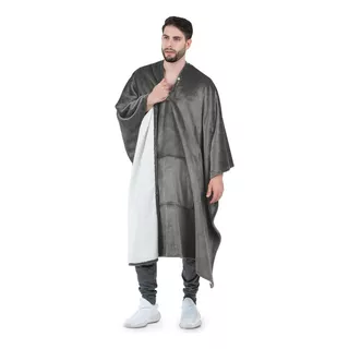 Cobija Cobertor Tipo Chal / Poncho - Esquimal Color Gris Oxford