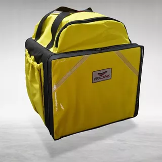 Mochila Nylon Termica Entregador Moto 45 Litro Pizza Preta Cor Amarelo