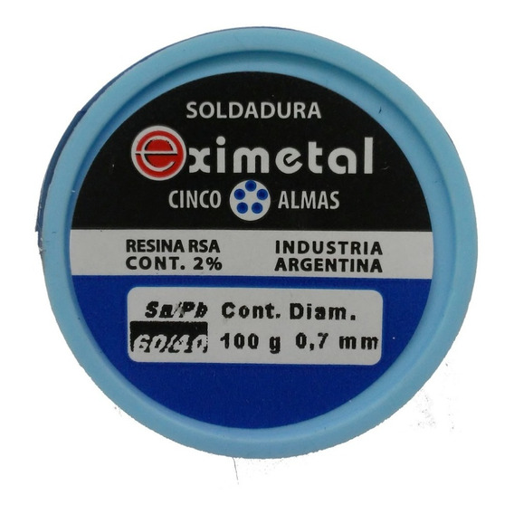 Soldadura De Estaño 100 Gramos Marca Eximetal 0,7 Milímetros