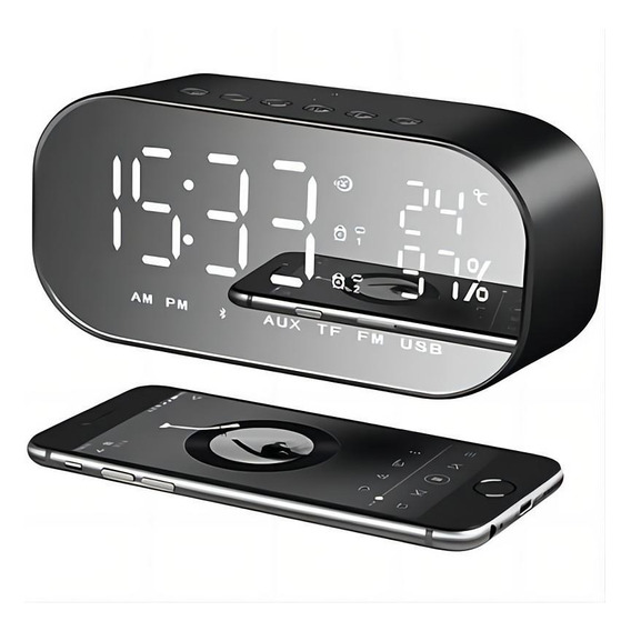 Despertador Digital Audio Bluetooth Llamada Negro