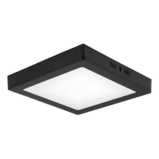 Panel Plafon Led 18w Cuadrado Sobreponer Negro Frio/calido