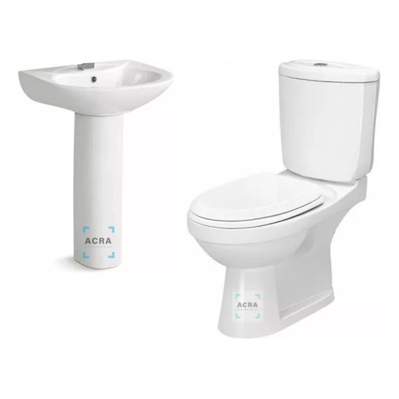 Juego De Baño Inodoro Cisterna + Lavatorio Pedestal  Acra