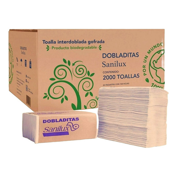 2000 Pz Toalla Interdoblada Sanilux Bio Natural Tipo Sanitas