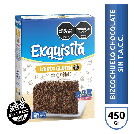 Bizcochuelo De Chocolate Exquisita Sin Tacc Mediano 450g