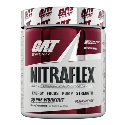 Suplemento en polvo GAT Sport  Advanced Pre-Workout Nitraflex aminoácidos sabor black cherry en pote de 297g