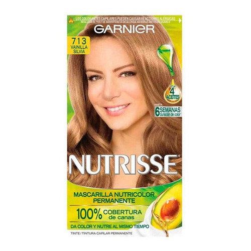 Kit Tinte Garnier  Nutrisse regular clasico Mascarilla nutricolor permanente tono 713 vainilla silvia para cabello