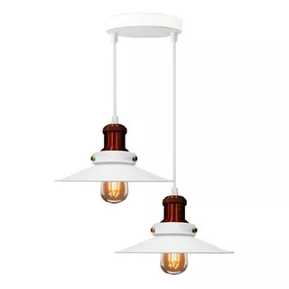 Lustre Pendente Nordic Retro Branco Com Bronze Duplo