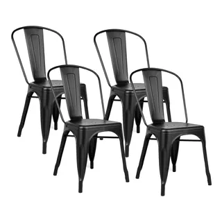 Silla De Comedor Raitot Raitot Tolix, Estructura Color Negro, 4 Unidades