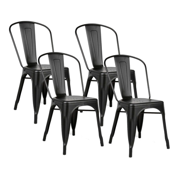 Silla de comedor Raitot Raitot Tolix, estructura color negro, 4 unidades