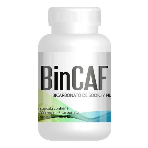 Bincaf 1000mg 5mg Vitamina B3 - Bicarbonado de sodio y niacina - 60 Capsulas Desacaf Biotec Sabor Natural