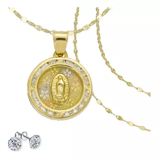 Medalla Virgen De Guadalupe Oro 10k + Cadena Oro Solido 10k