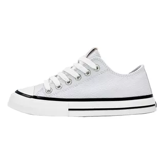 Zapatillas Ecocuero Basicas Mujer Urbanas Blanca Rave