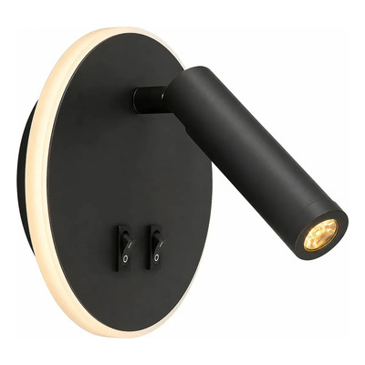 Aplique Cabecera Con Tecla Circular Focus Negro Luz Desing Negro