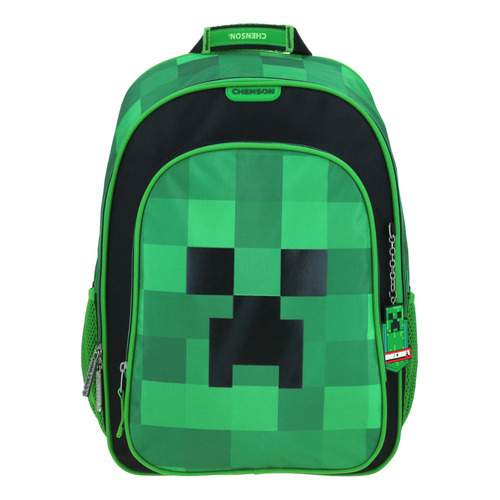 Mochila Escolar Grande Chenson Minecraft Mc65651-g Carg Color Verde