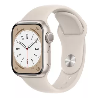 Apple Watch Series 8 Gps - Caja De Aluminio Blanco Estelar 41 Mm - Correa Deportiva Blanco Estelar - Patrón